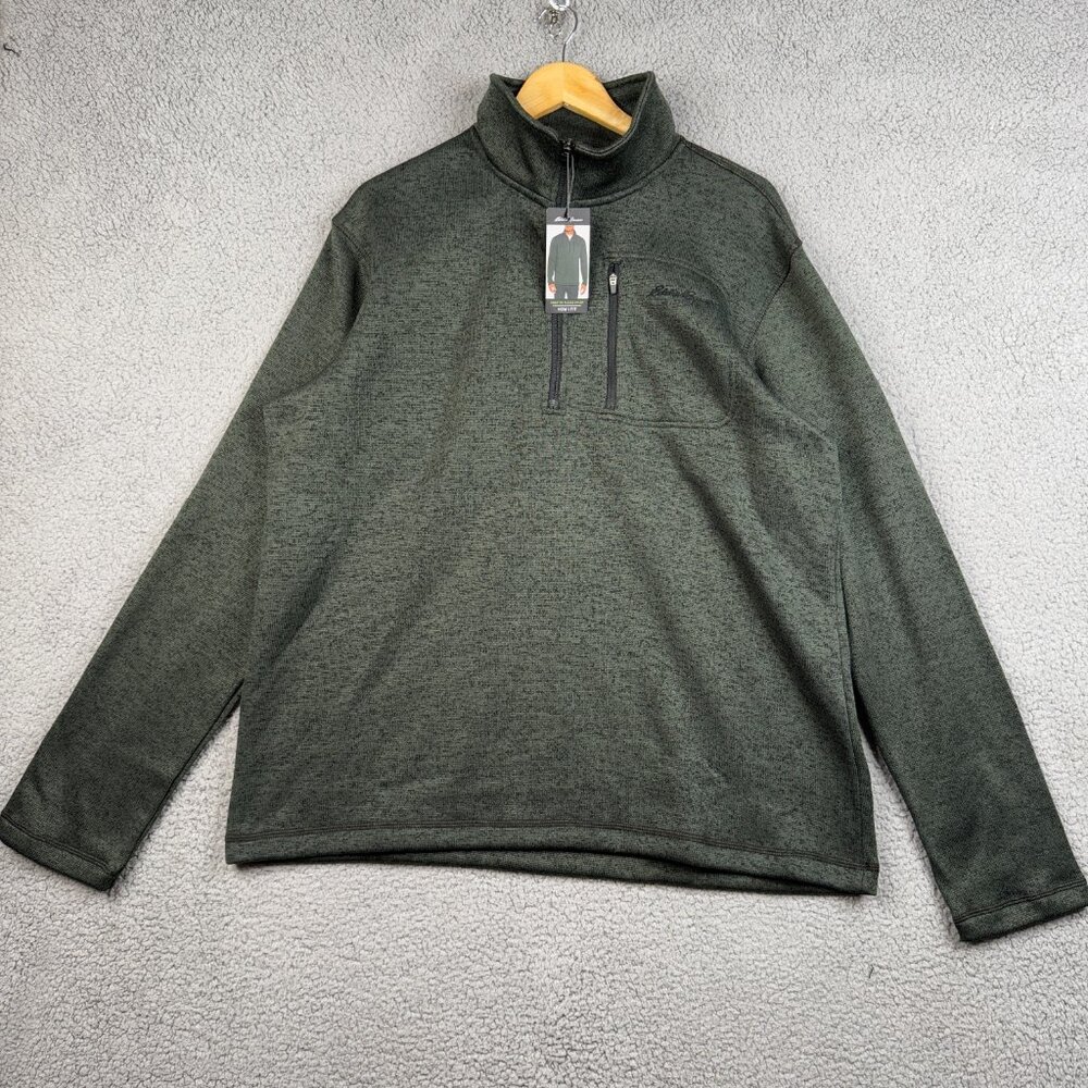 Eddie Bauer Sweater Mens XL Deep Forest Cable-Knit Pullover Classic Open Fit NWT